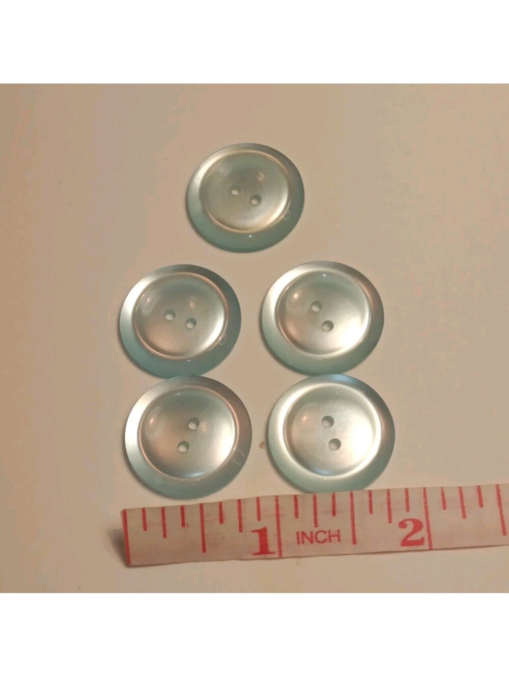 5 VTG 1950s Aqua Teal Moonglow lucite Buttons 3/4 Inch Sewing Craft Lot Retro